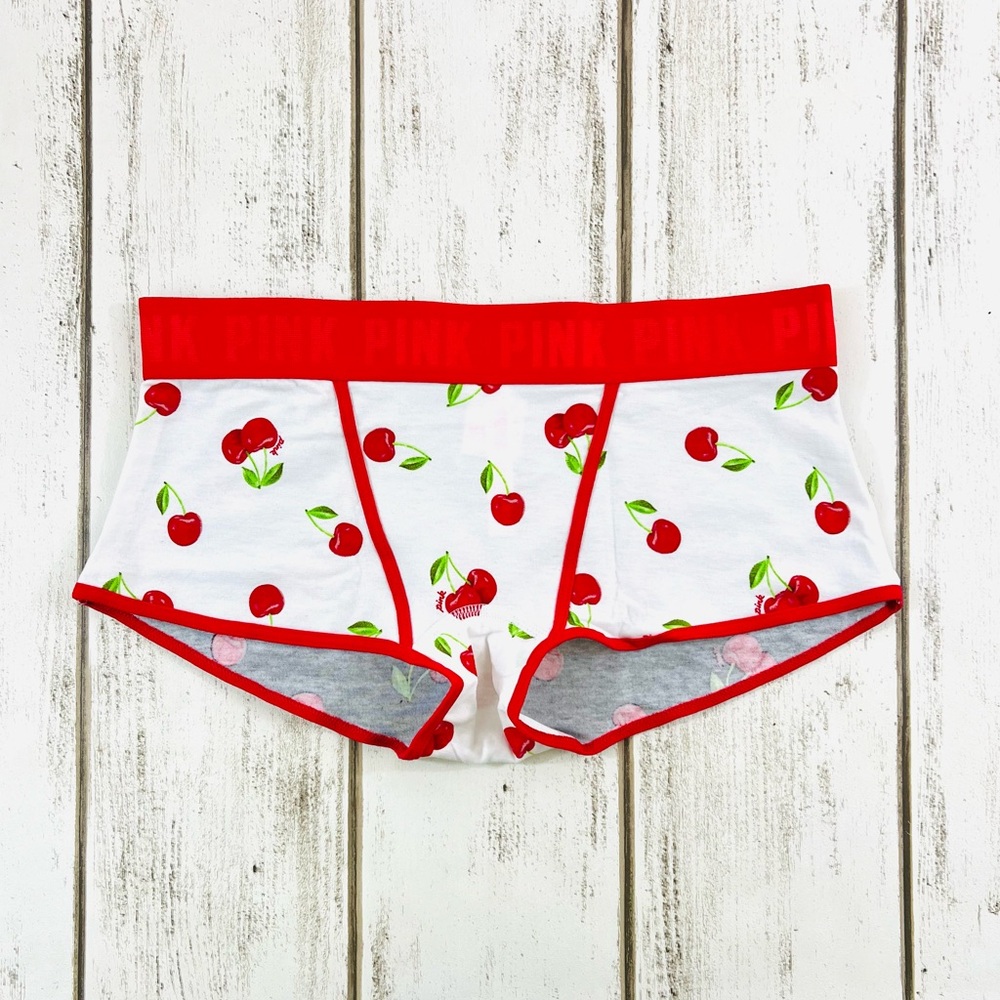 VS PINK Cherry Print Boyshort Pantie Medium Rare